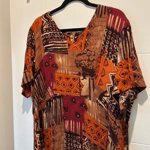 vintage ikat print flowy midi dress